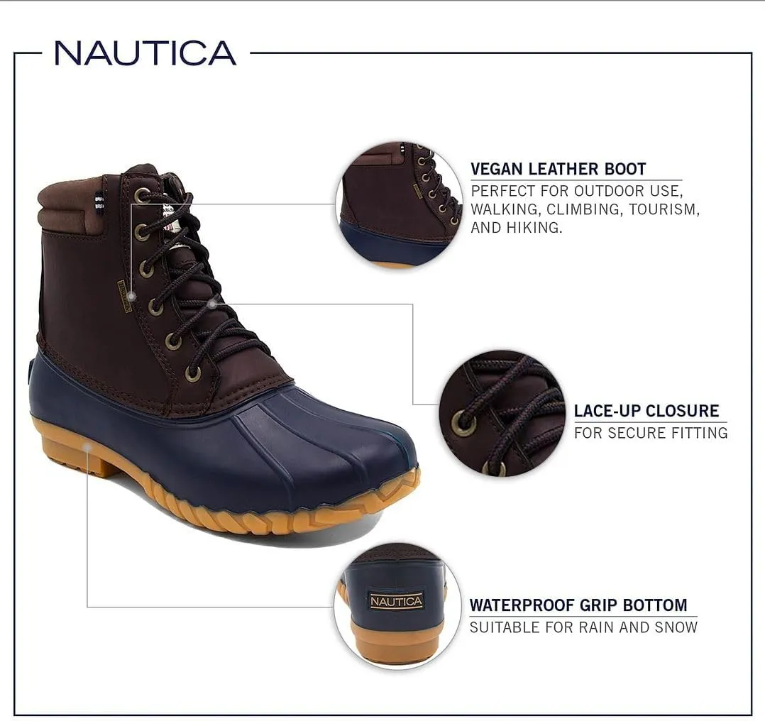 Nautica Mens Duck Boots Waterproof Shell Insulated Snow & Rain Boot -Lace-Up Winter Shoe- Channing (Wide/Medium Width)