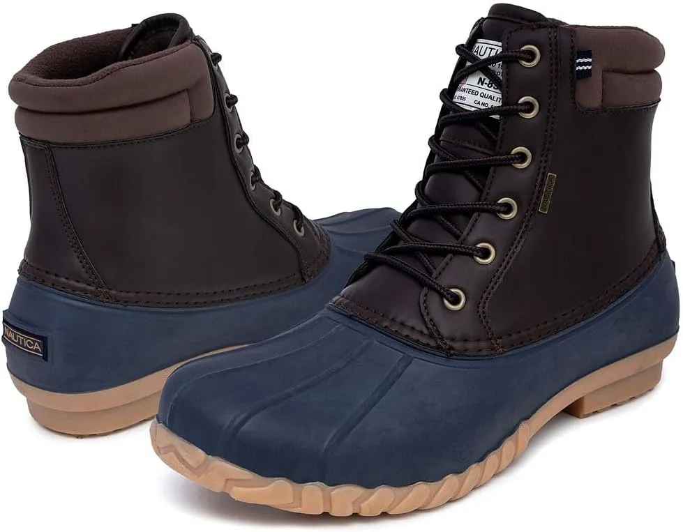 Nautica Mens Duck Boots Waterproof Shell Insulated Snow & Rain Boot -Lace-Up Winter Shoe- Channing (Wide/Medium Width)