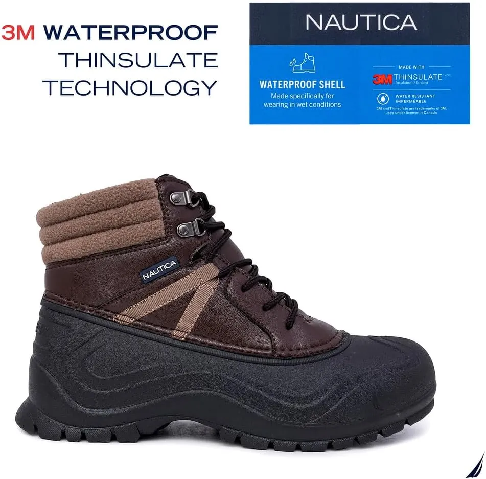 Nautica Mens Duck Boots Waterproof Shell Insulated Snow & Rain Boot -Lace-Up Winter Shoe- Channing (Wide/Medium Width)