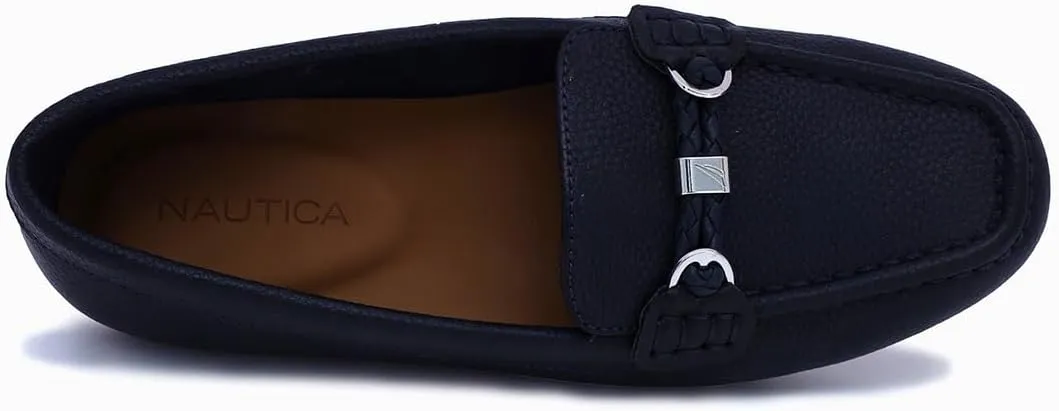 Nautica Woman Flat Loafers Designer Vegan Leather Penny Shoes Slip On - Soft, Durable and Flexible Luxury Resistant Feel Lightweight & Comfortable Memory Foam Everyday Moccasins.