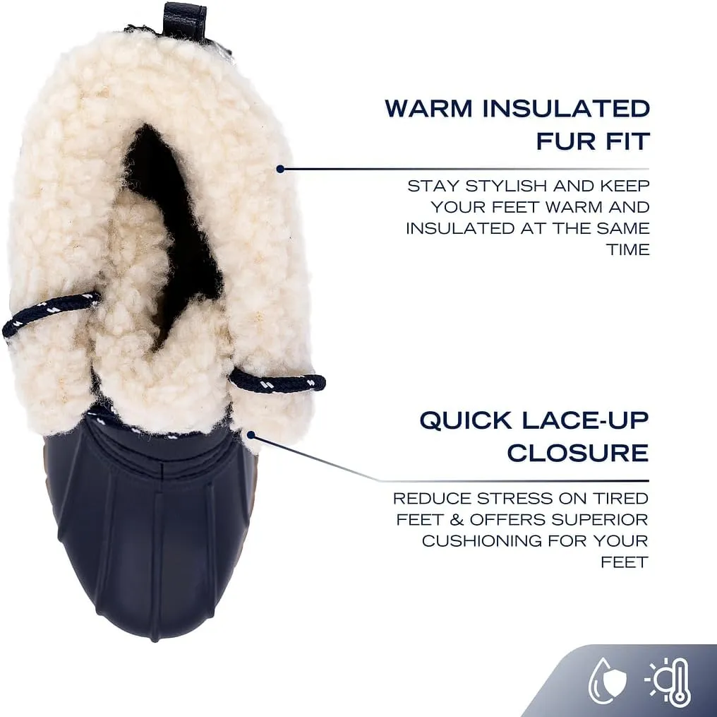 NAUTICA Women's Lace-Up Winter Snow & Rain Boots - Water-Resistant Insulated Boots with Cozy Faux Fur Lining for Warmth and Comfort - Glenoak