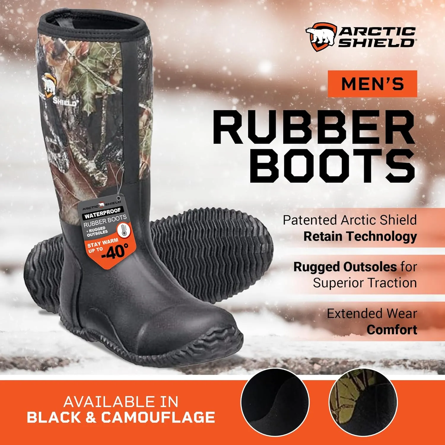 Neoprene Heavy Duty Rubber Boots for Men & Women - Durable Footwear Rain Boots - Insulated Waterproof Outdoor Boots for Hunting, Mud, Fishing, Gardening & Farming
