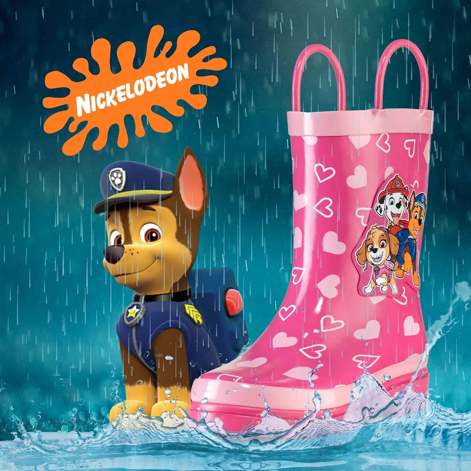 Nickelodeon Kids Girls' JoJo Siwa Character Printed Waterproof Easy-On Handles Rubber Rain Boots - Toddler/Little Kids