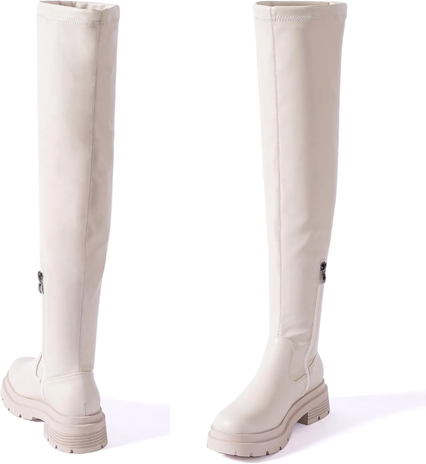 N.N.G Women Over the Knee Boots Low Heel Winter Block Suede Thigh High Chunky OTK Long Comfort