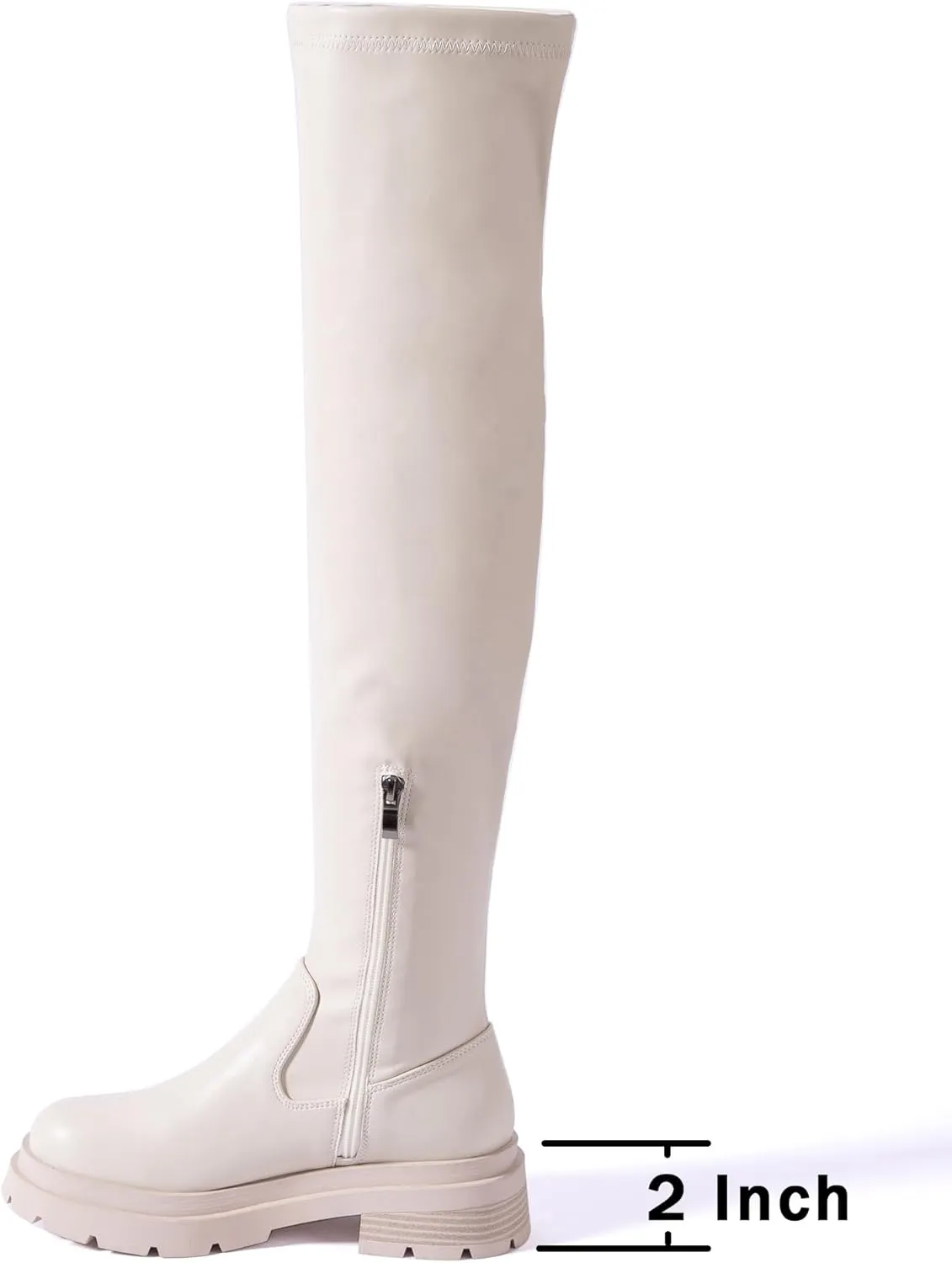 N.N.G Women Over the Knee Boots Low Heel Winter Block Suede Thigh High Chunky OTK Long Comfort