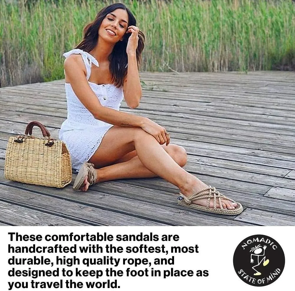 Nomadic State of Mind Rope Sandals, Double Buckle Sandals For Men and Women, Unisex, Handmade Shoes with Non-Slip Sole, Straw Sandals