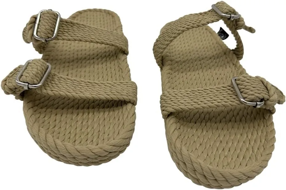Nomadic State of Mind Rope Sandals, Double Buckle Sandals For Men and Women, Unisex, Handmade Shoes with Non-Slip Sole, Straw Sandals