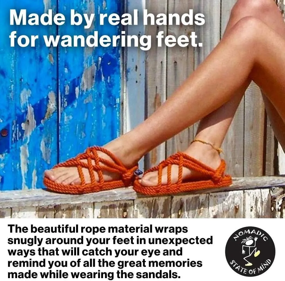 Nomadic State of Mind Rope Sandals, Double Buckle Sandals For Men and Women, Unisex, Handmade Shoes with Non-Slip Sole, Straw Sandals