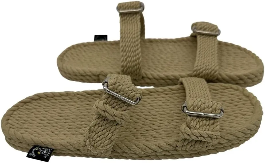 Nomadic State of Mind Rope Sandals, Double Buckle Sandals For Men and Women, Unisex, Handmade Shoes with Non-Slip Sole, Straw Sandals