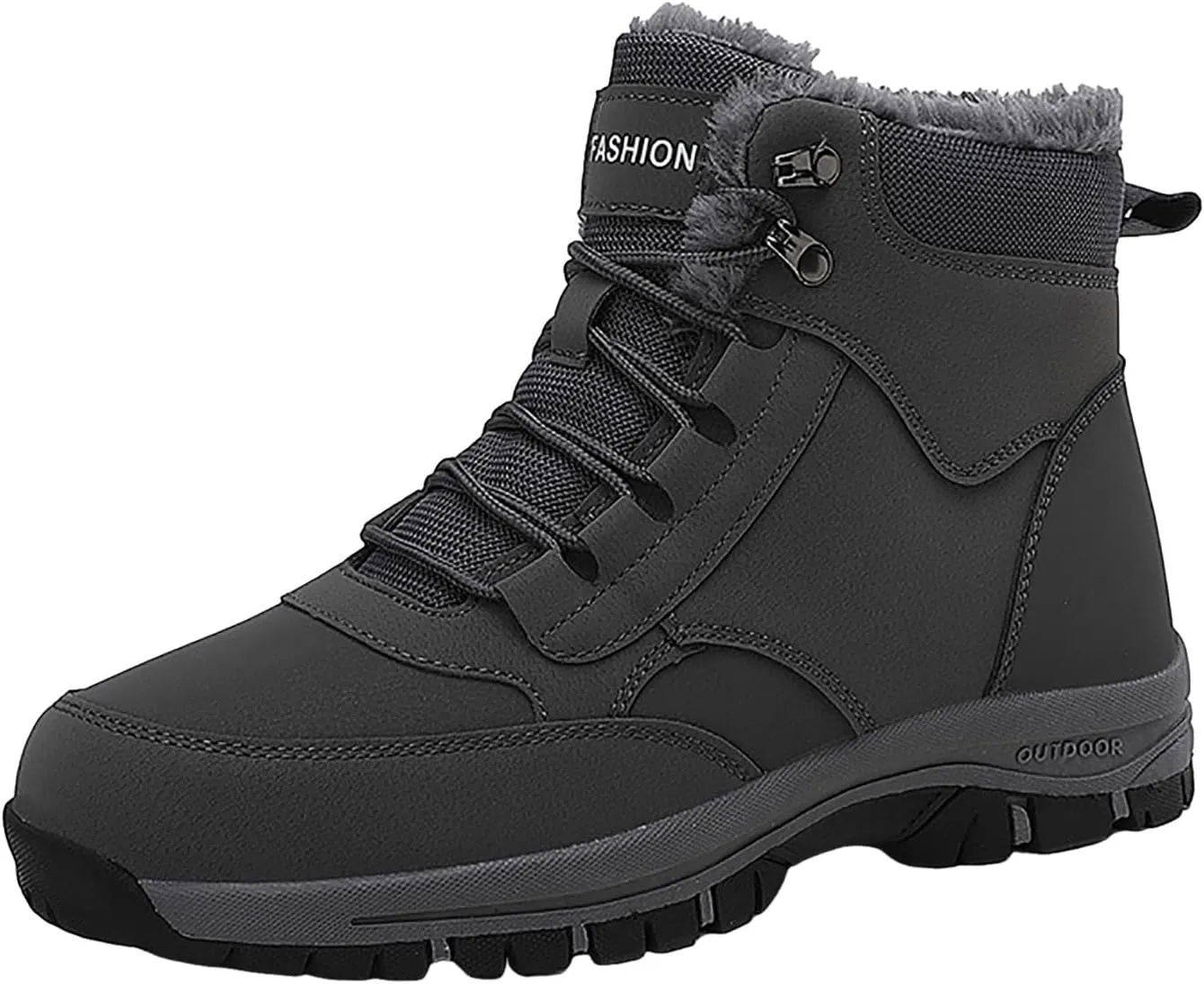 Non Slip Snow Boots for Men Fleece Lined Warm Ankle Boots Lace Up Cold Proof Winter Boots Casual Insulated Snow Boots