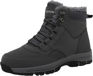 Non Slip Snow Boots for Men Fleece Lined Warm Ankle Boots Lace Up Cold Proof Winter Boots Casual Insulated Snow Boots