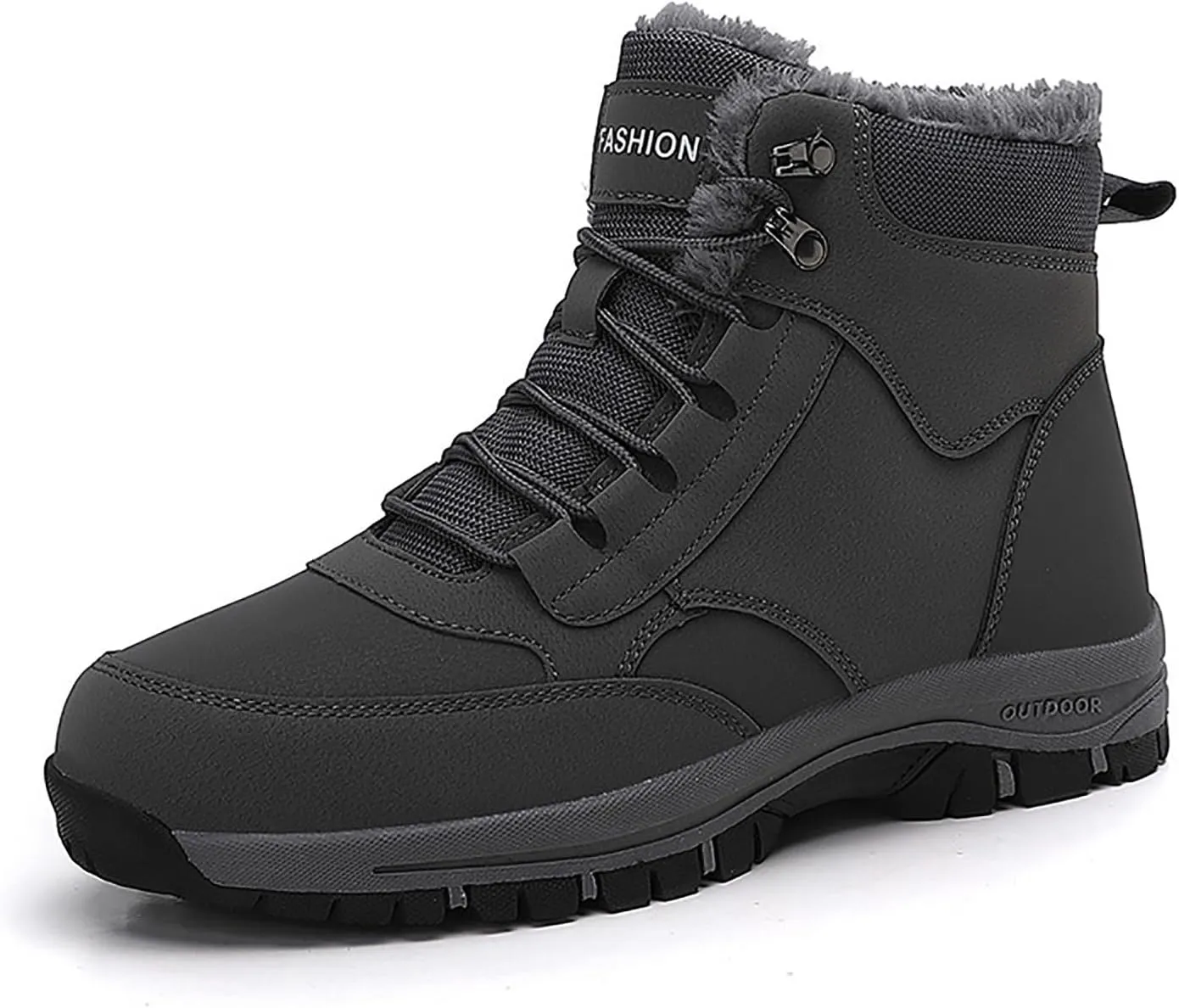 Non Slip Snow Boots for Men Fleece Lined Warm Ankle Boots Lace Up Cold Proof Winter Boots Casual Insulated Snow Boots
