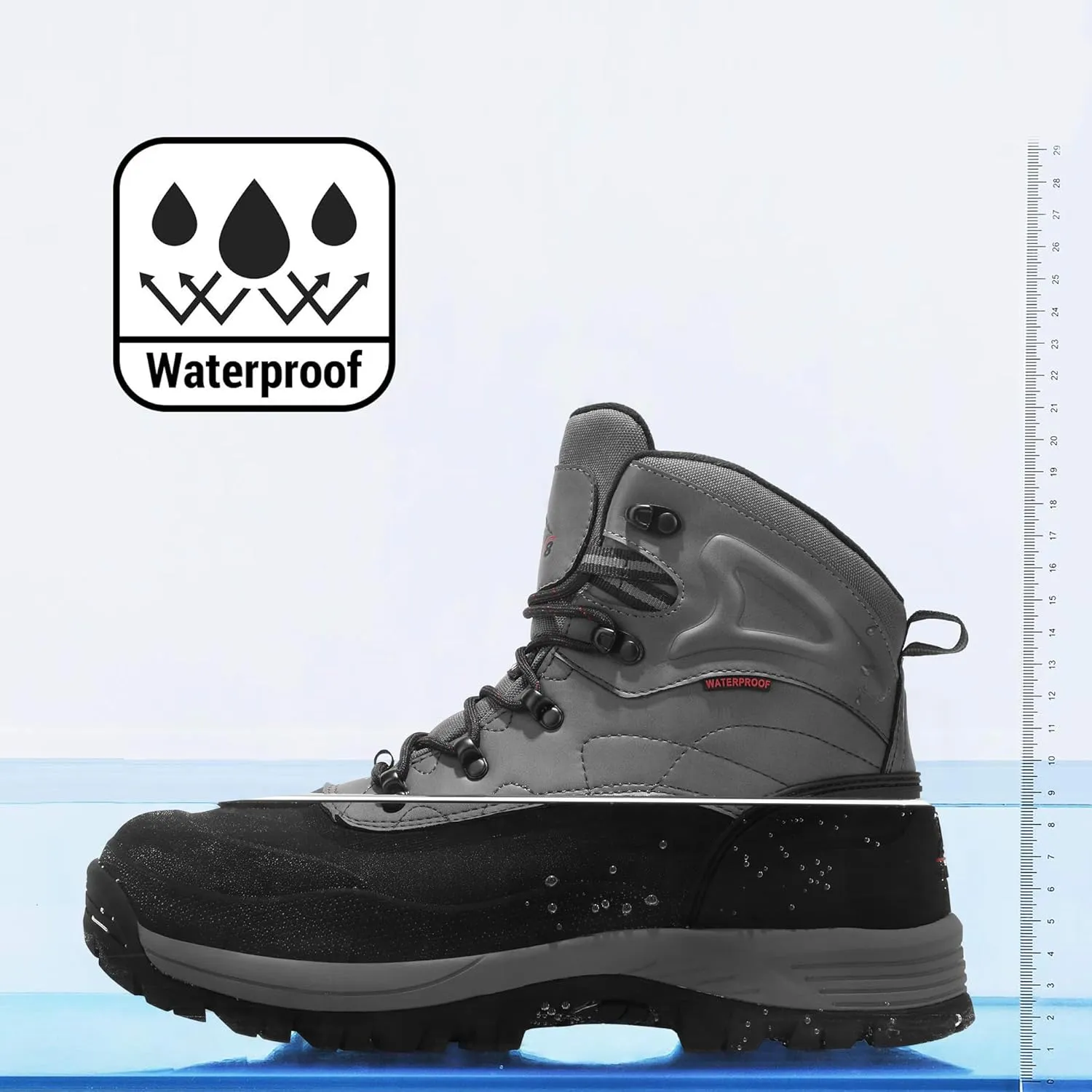 NORTIV 8 Men's Insulated Waterproof Construction Hiking Winter Snow Boots