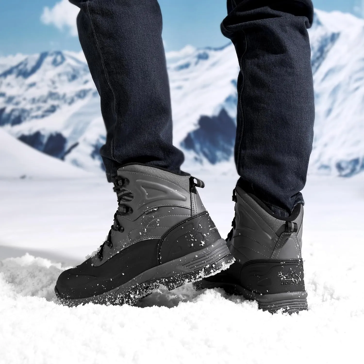 NORTIV 8 Men's Insulated Waterproof Construction Hiking Winter Snow Boots