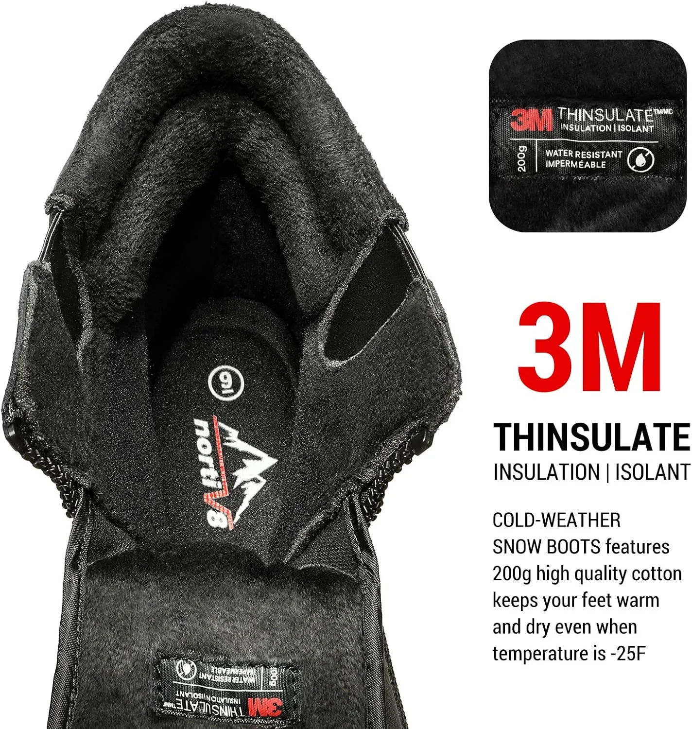 NORTIV 8 Men's Insulated Waterproof Winter Snow Boots Warm Outdoor Boots for Cold Weather