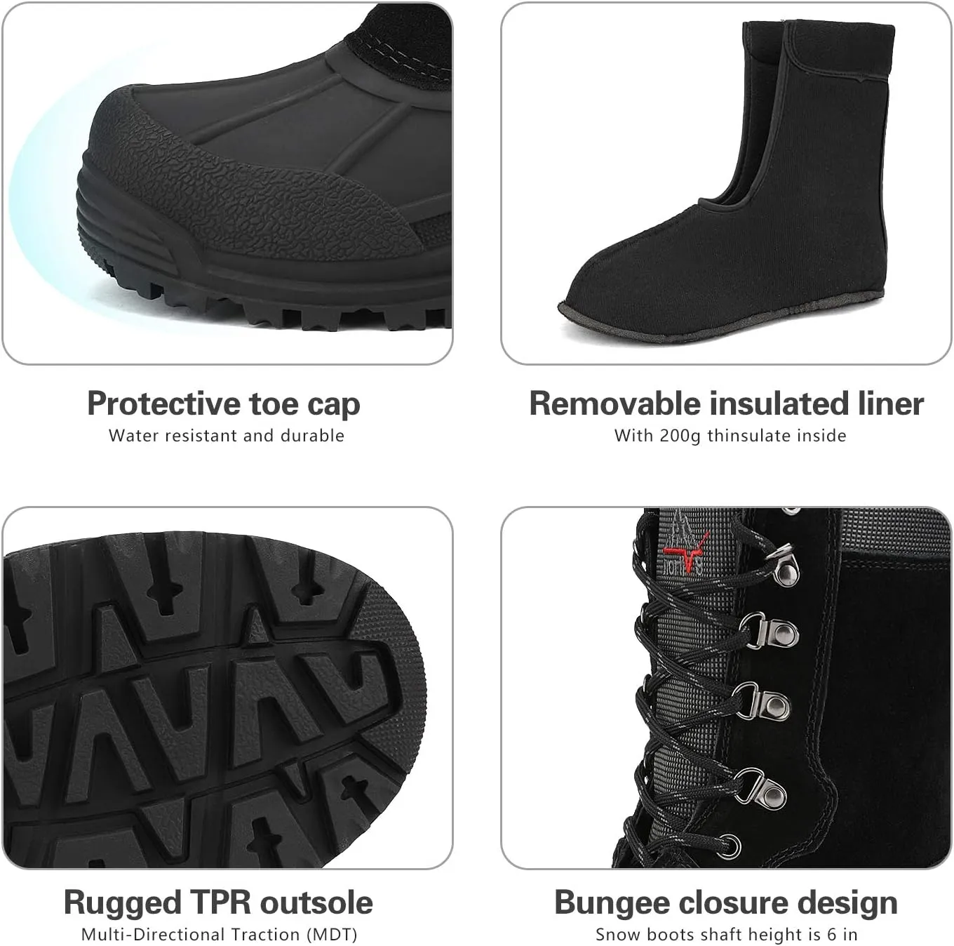 NORTIV 8 Men's Insulated Waterproof Winter Snow Boots