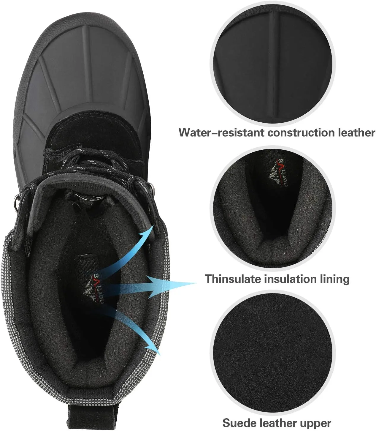 NORTIV 8 Men's Insulated Waterproof Winter Snow Boots