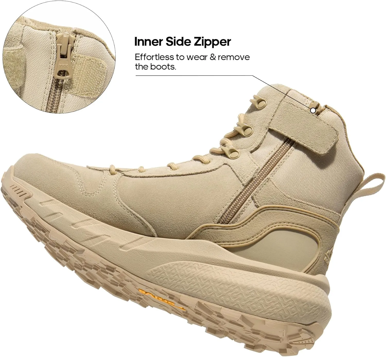 NORTIV 8 Men's Military Tactical Boot Lightweight Comfortable Boots for Work All Day Side Zipper Motorcycle Combat Hiking Boots 8 Inches Metrostrike