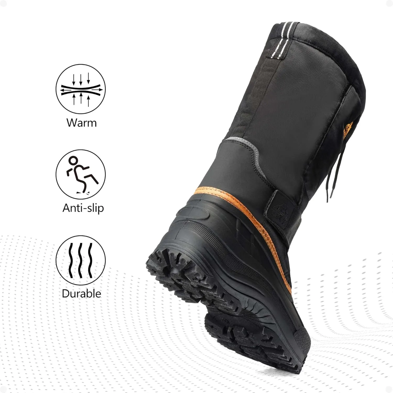 NORTIV 8 Men's Waterproof Hiking Winter Snow Boots Insulated Fur Liner Lightweight Outdoor Tall Boots