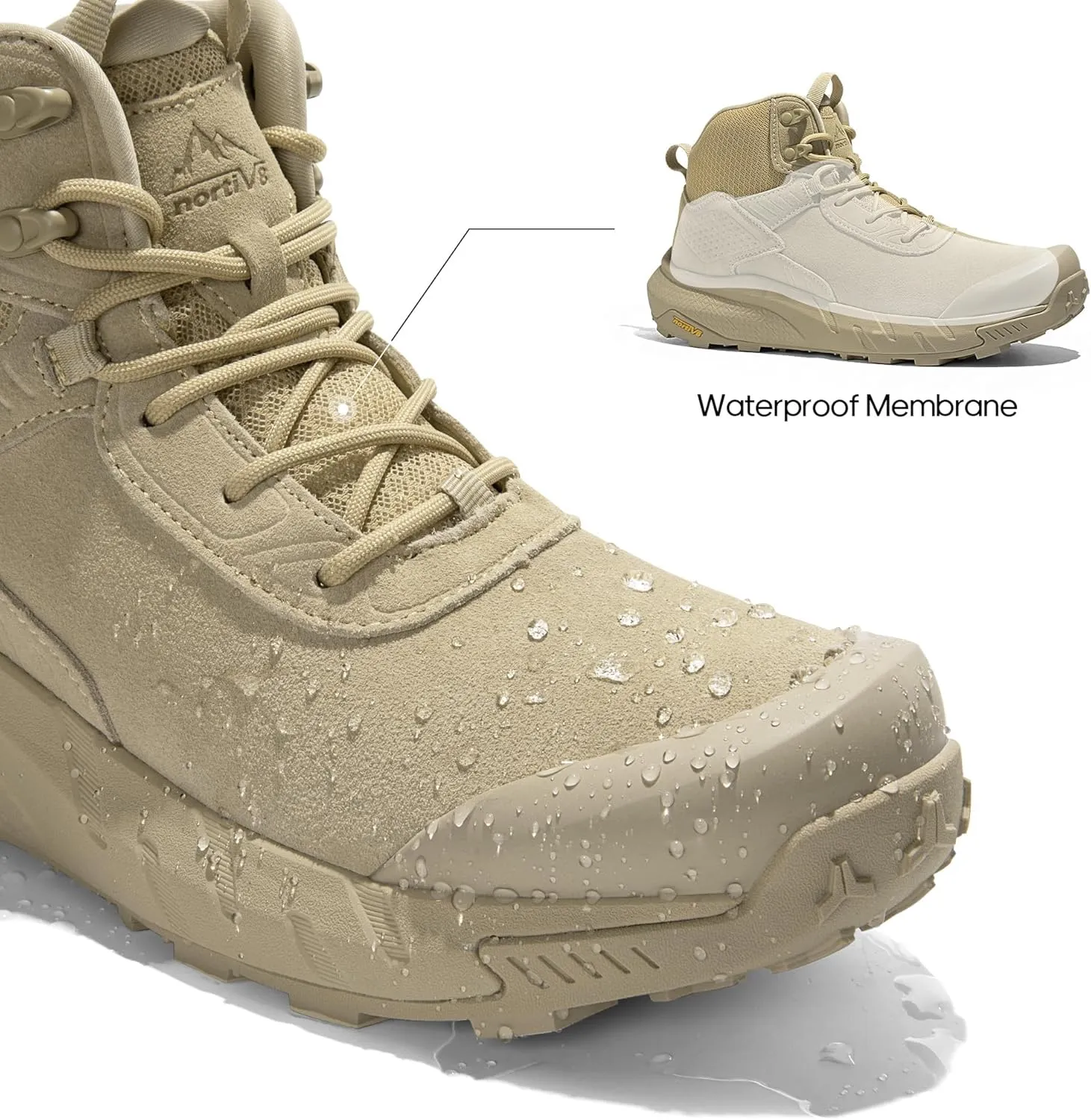 NORTIV 8 Men's Waterproof Military Tactical Work Boots Leather Motorcycle Combat Boots Lightweight Non-Slip Hiking Boots for Men Defender