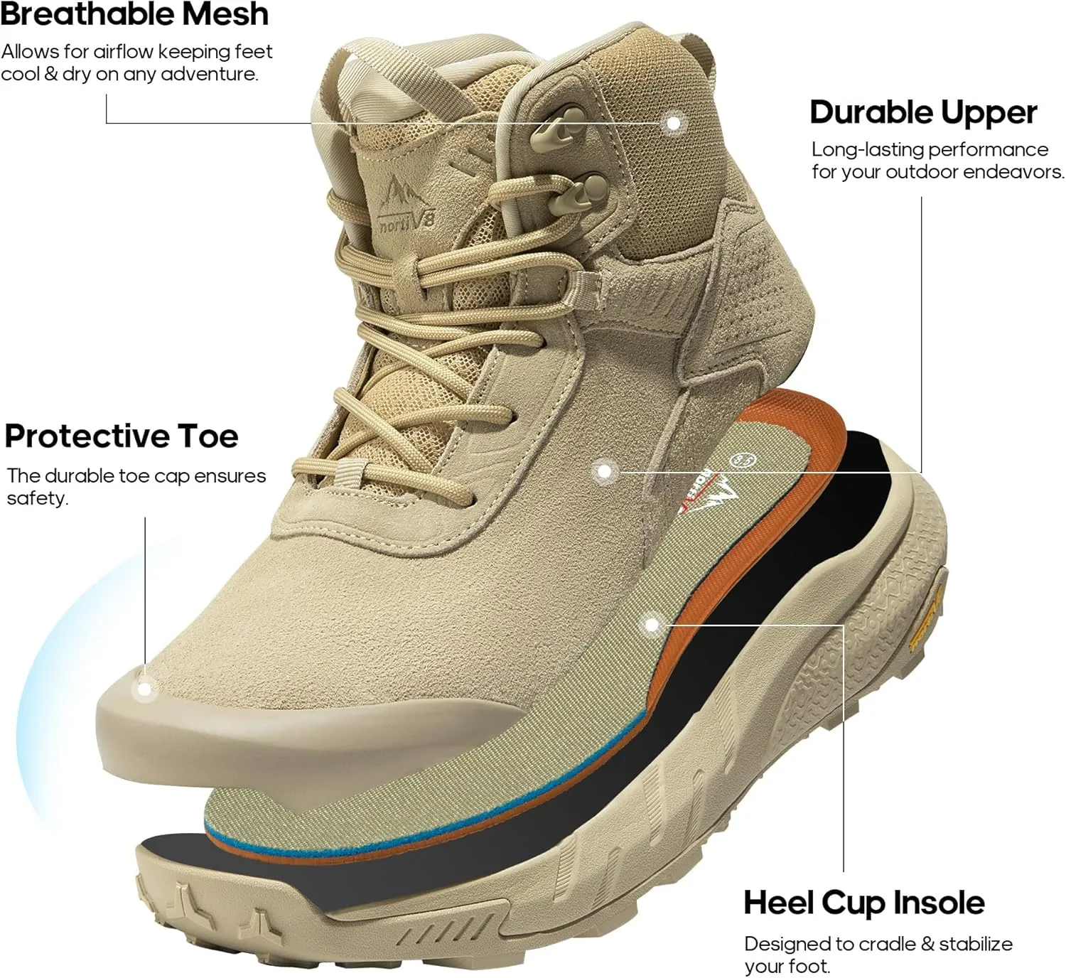 NORTIV 8 Men's Waterproof Military Tactical Work Boots Leather Motorcycle Combat Boots Lightweight Non-Slip Hiking Boots for Men Defender