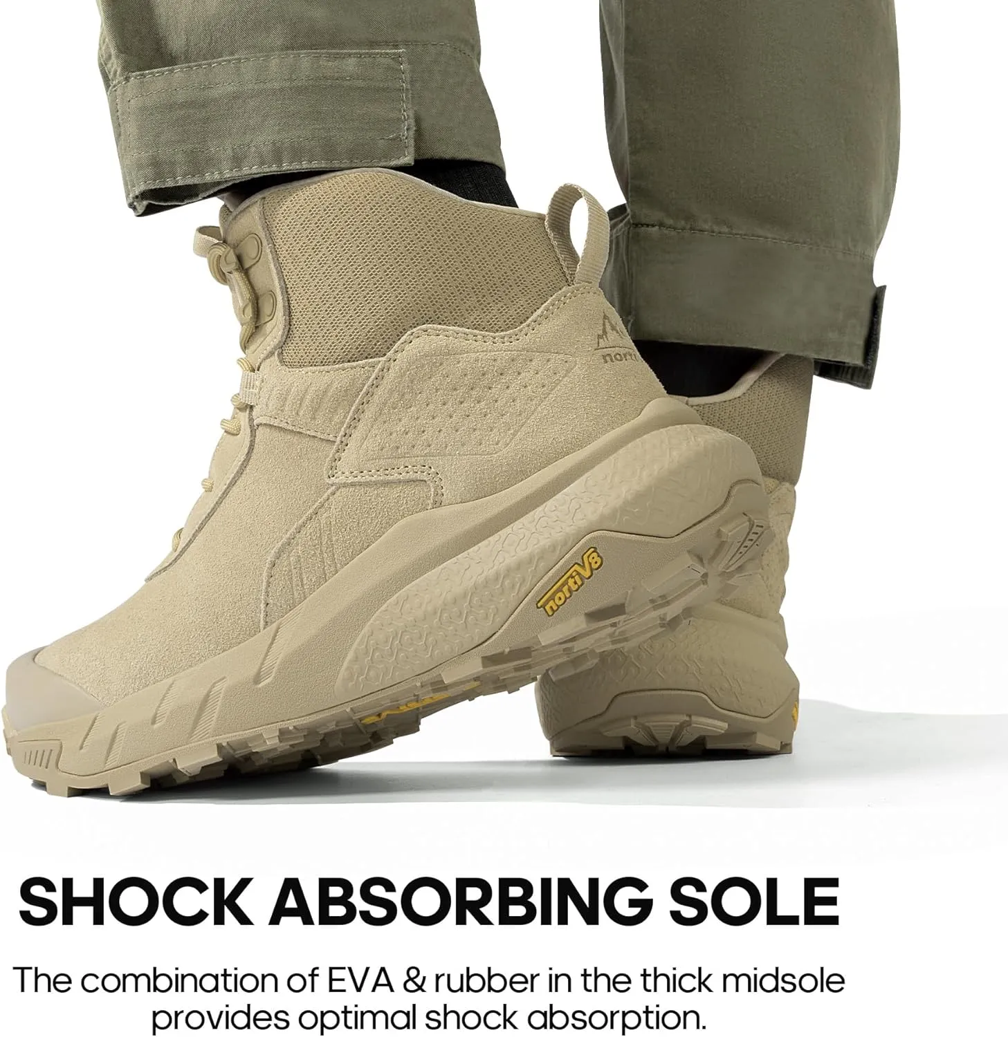NORTIV 8 Men's Waterproof Military Tactical Work Boots Leather Motorcycle Combat Boots Lightweight Non-Slip Hiking Boots for Men Defender