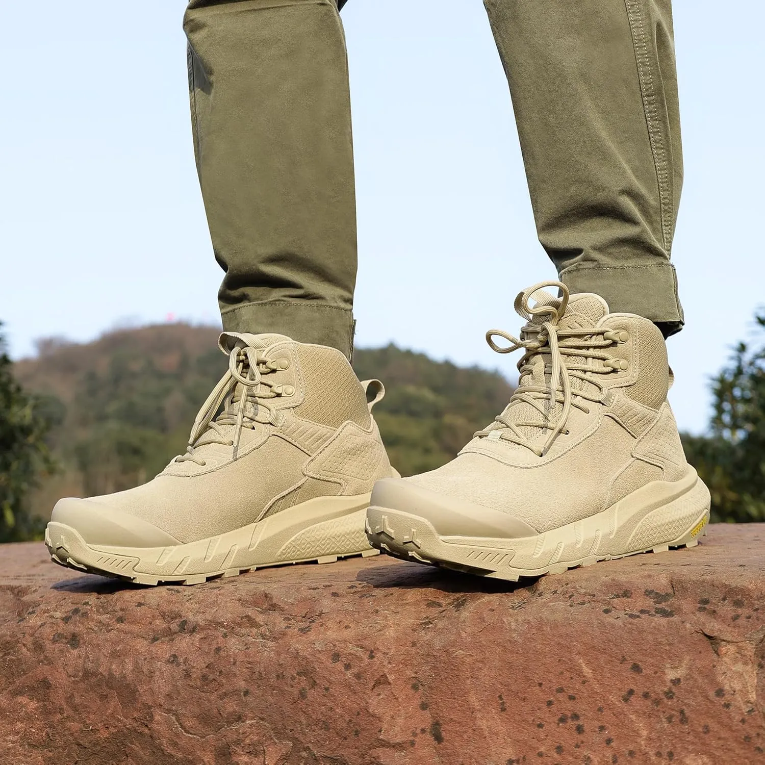 NORTIV 8 Men's Waterproof Military Tactical Work Boots Leather Motorcycle Combat Boots Lightweight Non-Slip Hiking Boots for Men Defender