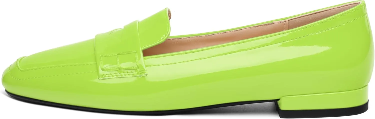 NUMALEO Women's Loafers Penny Loafers Fashion Comfortable Slip On Flats for Women Low Heel Chunky Pumps Patent Heels Work Office Dressy Shoes