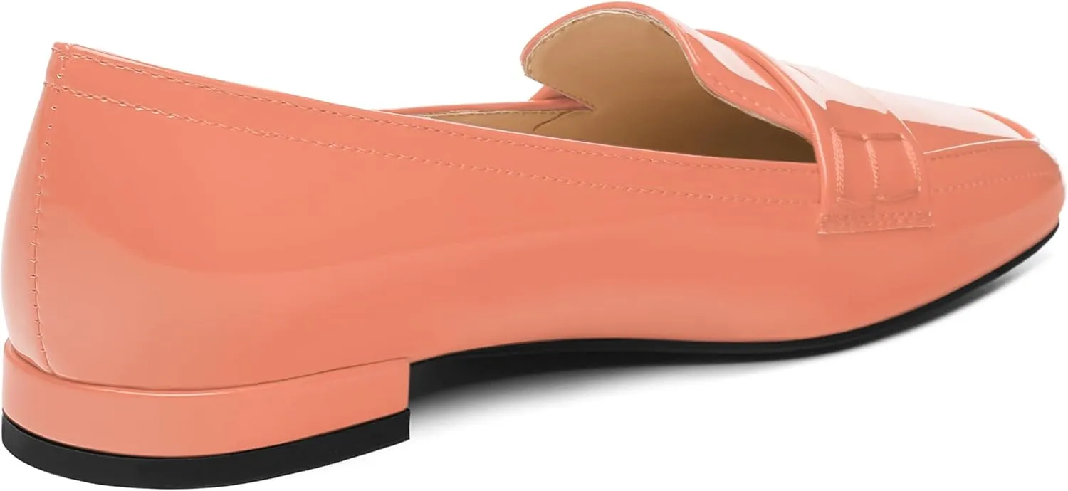 NUMALEO Women's Loafers Penny Loafers Fashion Comfortable Slip On Flats for Women Low Heel Chunky Pumps Patent Heels Work Office Dressy Shoes
