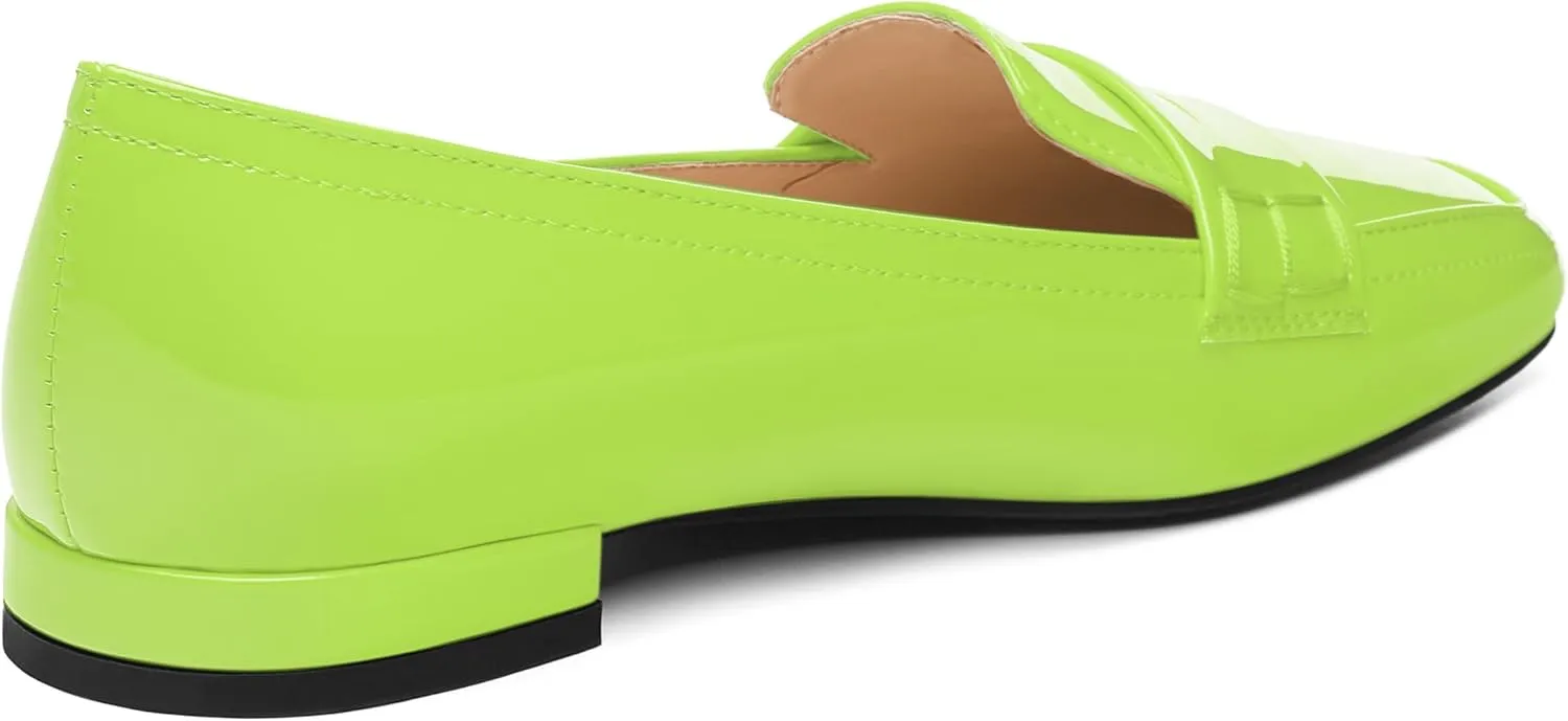 NUMALEO Women's Loafers Penny Loafers Fashion Comfortable Slip On Flats for Women Low Heel Chunky Pumps Patent Heels Work Office Dressy Shoes