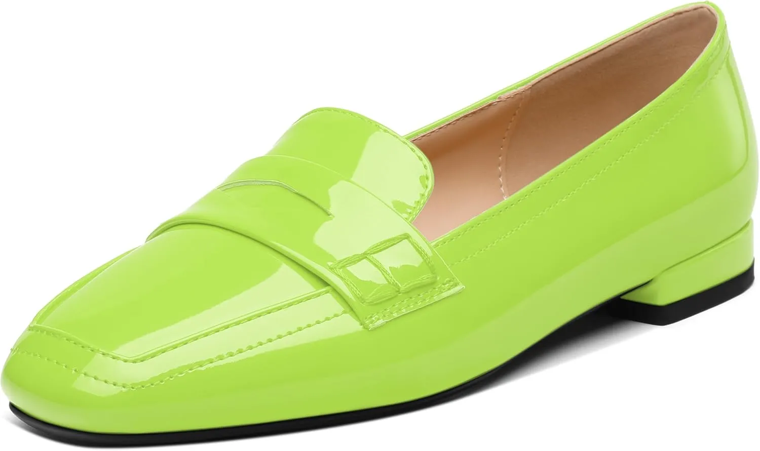 NUMALEO Women's Loafers Penny Loafers Fashion Comfortable Slip On Flats for Women Low Heel Chunky Pumps Patent Heels Work Office Dressy Shoes