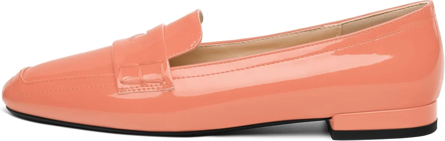 NUMALEO Women's Loafers Penny Loafers Fashion Comfortable Slip On Flats for Women Low Heel Chunky Pumps Patent Heels Work Office Dressy Shoes