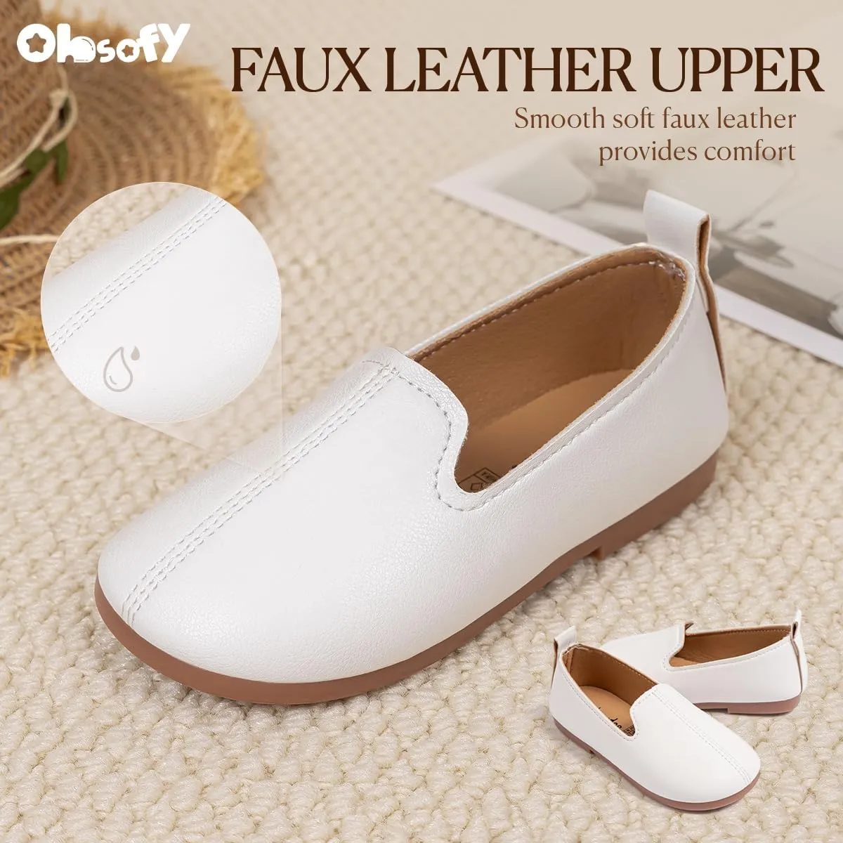 ohsofy Boys Girls Soft Slip-On Loafers Comfort Cozy Oxford Rubber Sole Casual Wedding Party Dress Shoes(Toddler/Little Kid)