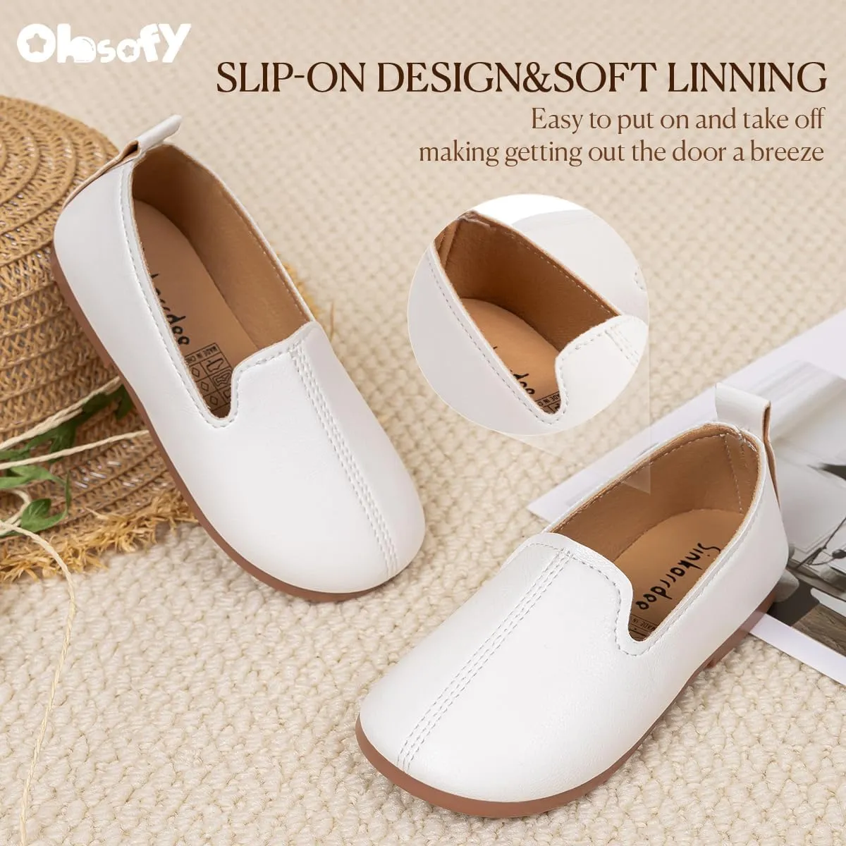 ohsofy Boys Girls Soft Slip-On Loafers Comfort Cozy Oxford Rubber Sole Casual Wedding Party Dress Shoes(Toddler/Little Kid)