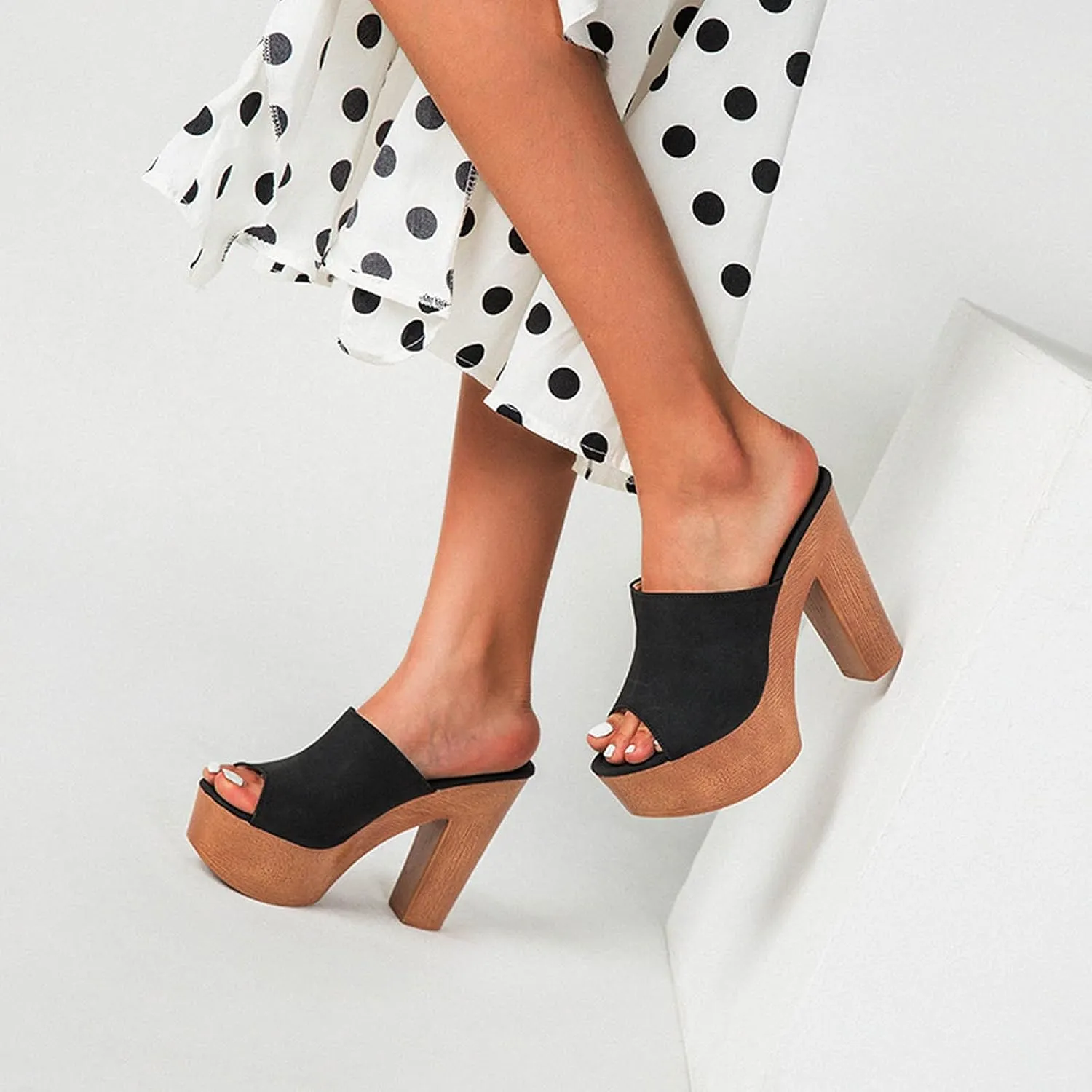 oiangi Heeled Sandals for Women Summer Fashion Fish Mouth Open Toe Straps Platform Chunky High Heels Comfortable Casual Sexy Slippers