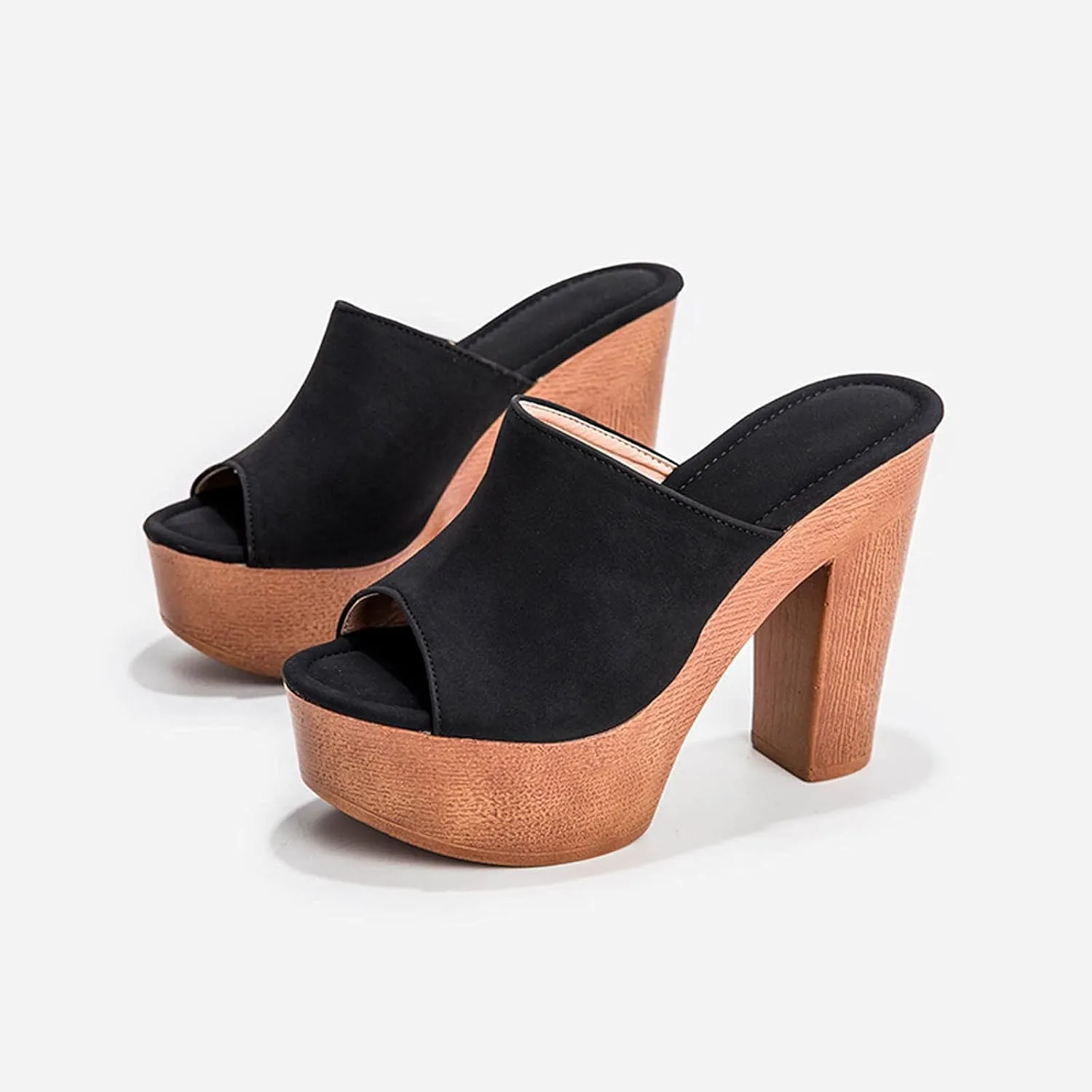 oiangi Heeled Sandals for Women Summer Fashion Fish Mouth Open Toe Straps Platform Chunky High Heels Comfortable Casual Sexy Slippers