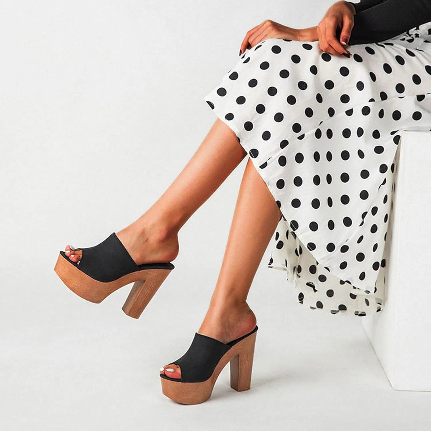 oiangi Heeled Sandals for Women Summer Fashion Fish Mouth Open Toe Straps Platform Chunky High Heels Comfortable Casual Sexy Slippers