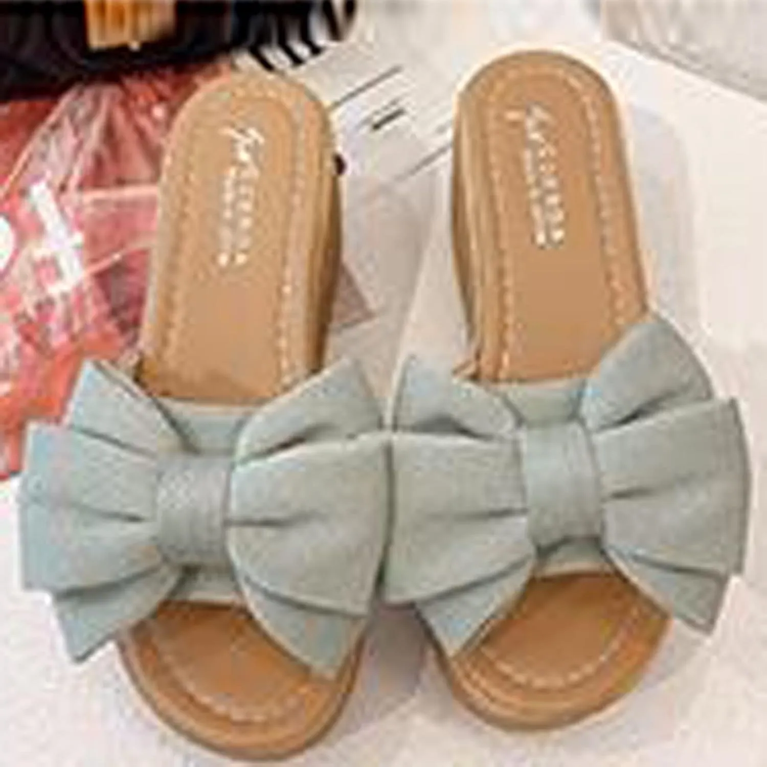 oiangi Sandals for Women Dressy, 2021 Comfy Bow Flats Casual Platform Slope Heels Summer Beach Flip Flops Slippers
