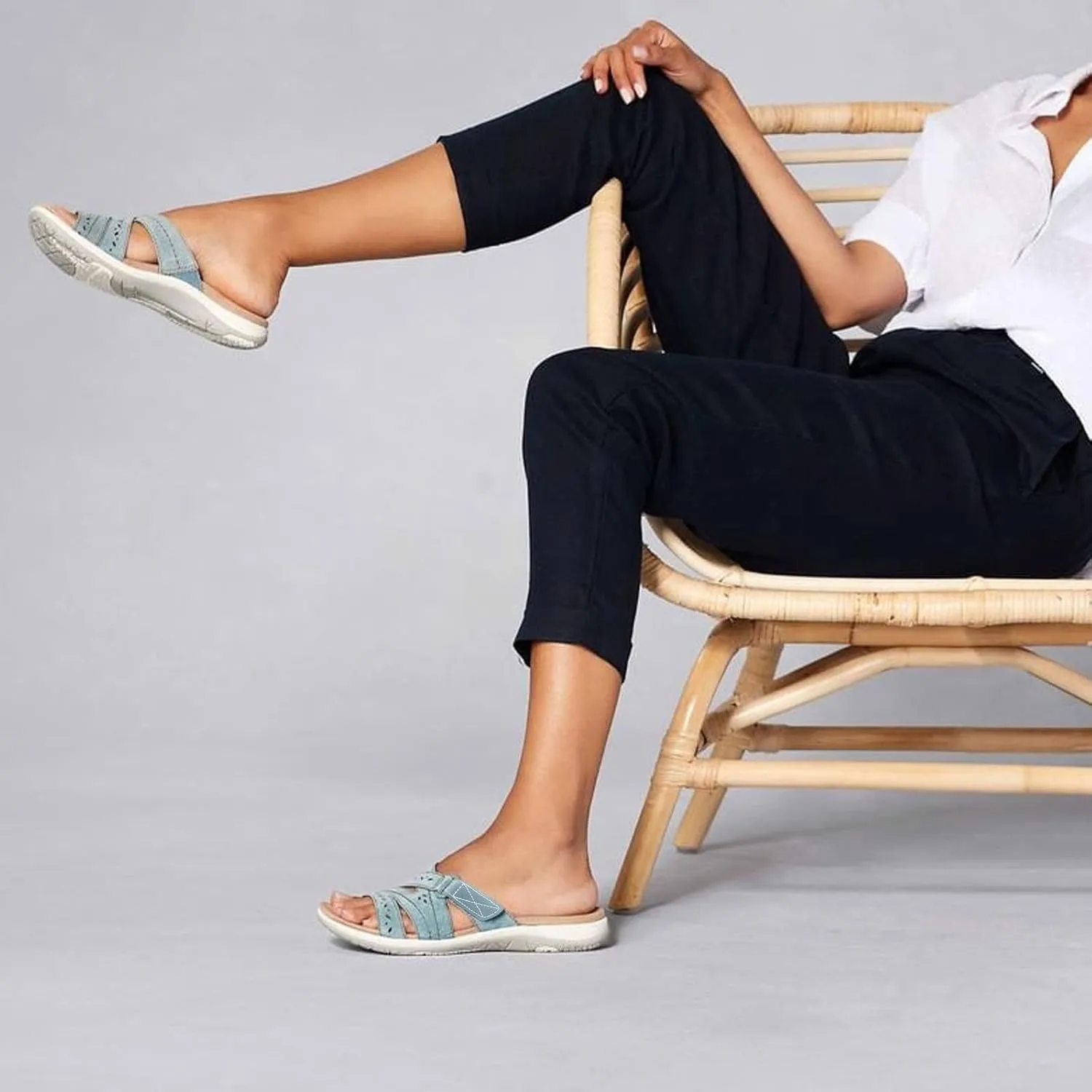 Open Toe Wedge Low Heels Sandals for Women Summer Casual Comfortable Slip On Slippers Arch Support Outdoor Beach Shoes