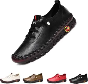 Ortho Leather Soft Leather 4D Pain ReliefShoes Womens Non-Slip Handmade Cowhide Casual Loafers Mom Comfort Shoes