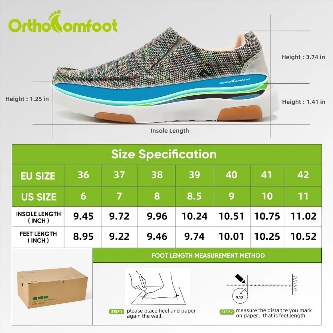 OrthoComfoot Women's Orthopedic Comfortable Walking Shoes, Casual Arch Support Slip-On Shoes for Plantar Fasciitis, Breathable Orthotic Loafers for Foot and Heel Pain Relief