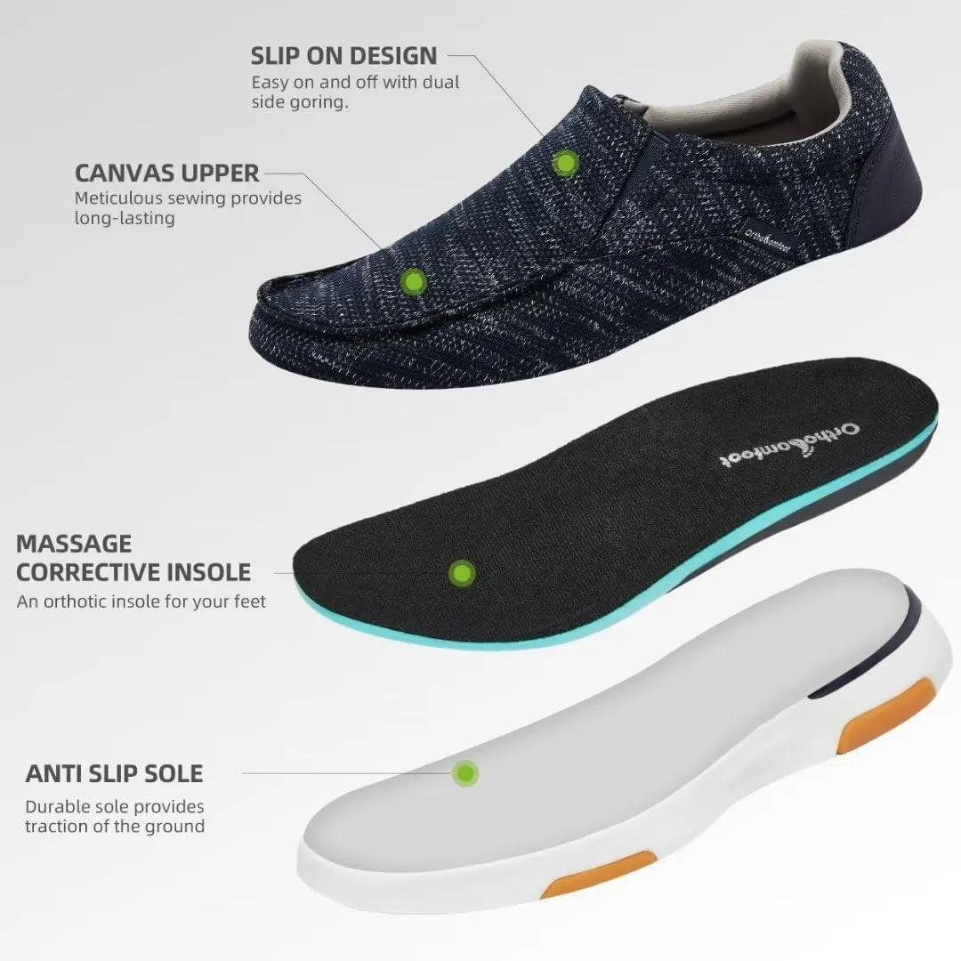 OrthoComfoot Women's Orthopedic Comfortable Walking Shoes, Casual Arch Support Slip-On Shoes for Plantar Fasciitis, Breathable Orthotic Loafers for Foot and Heel Pain Relief