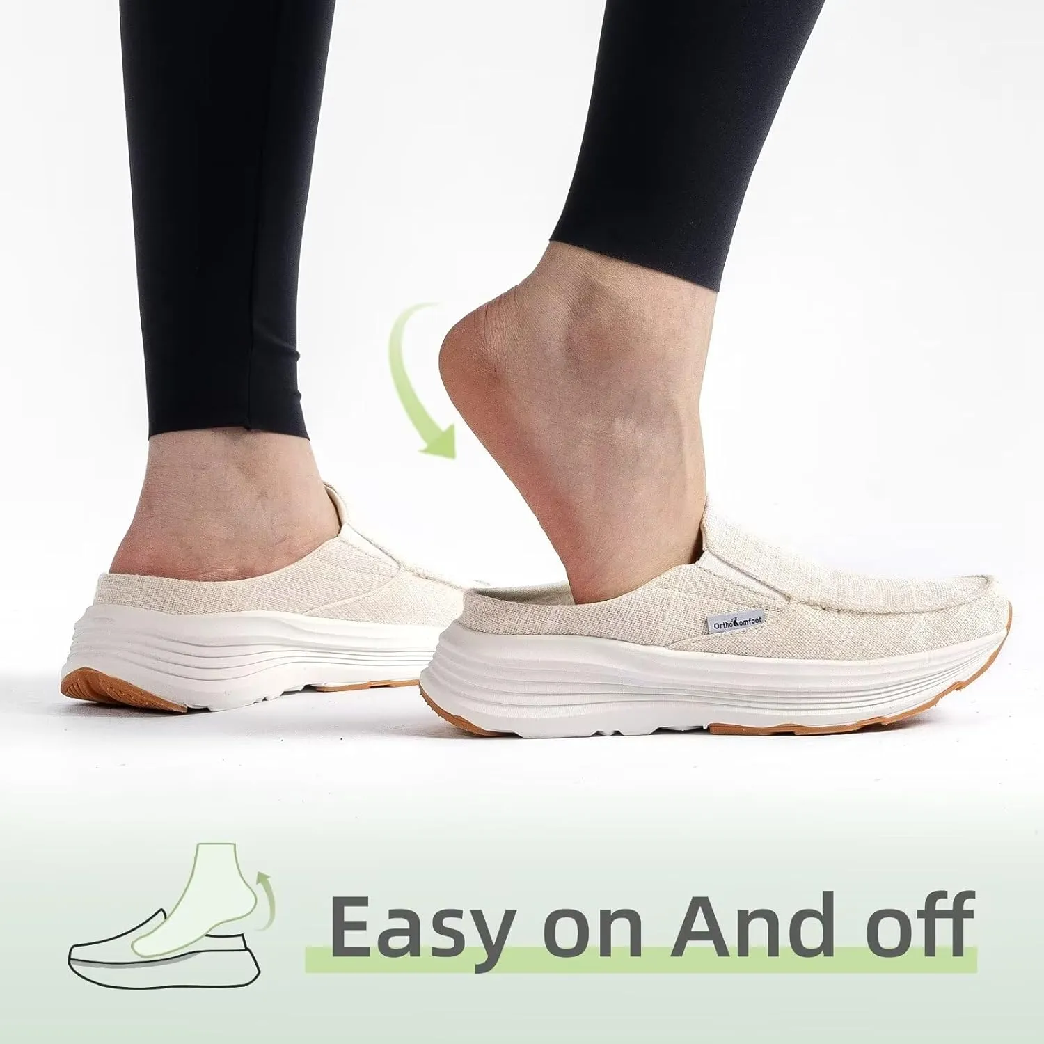 OrthoComfoot Women's Orthopedic Slip-On Loafers Walking Shoes: Comfortable Arch Suppor Slippers for Plantar Fasciitis, Casual Soft Orthotic Shoes for Foot and Heel Pain Relief