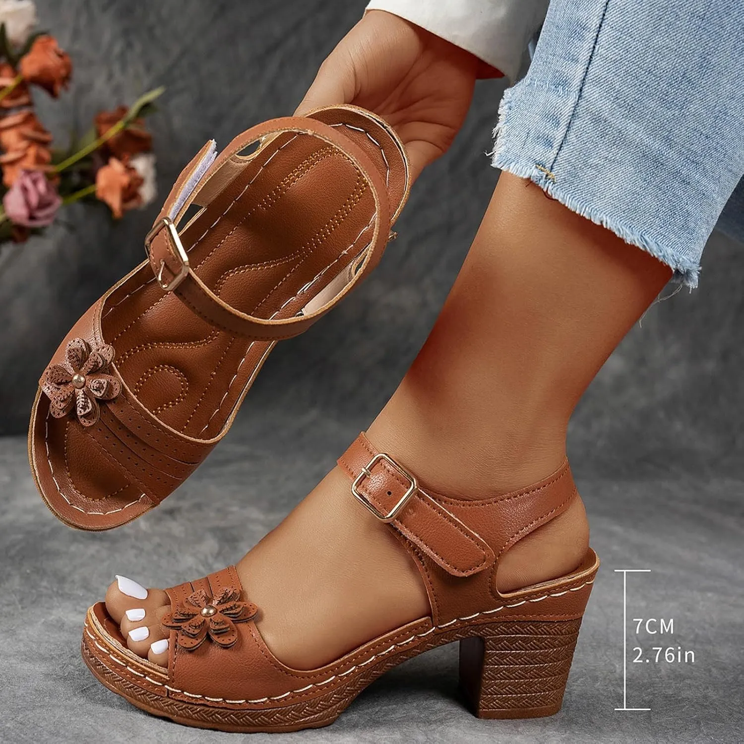 Orthopedic Sandals for Women 2025:Comfortable Dressy Womens Wedge Sandal Summer Walking Wedges - Casual Platform Shoes with Adjustable Hook Loop