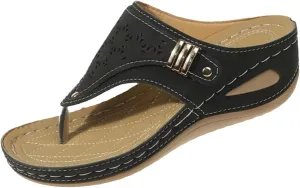 Orthopedic Sandals for Women Arch Support Breathable Dressy Wedge Sandals Comfortable Walking Thong Sandals Hollow Flower Wedge Sandal Dressy Summer Beach Casual Shoes