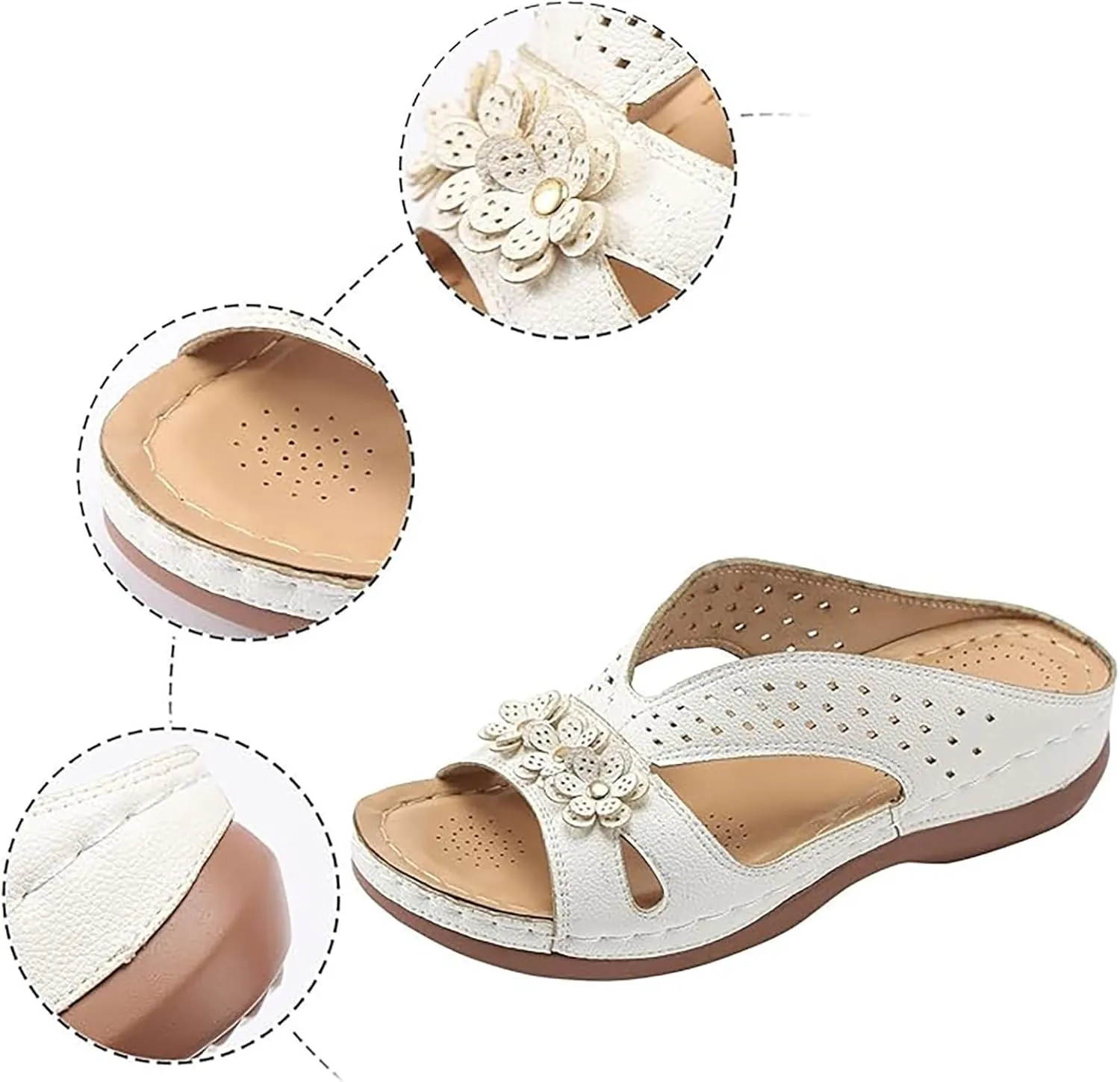 Orthopedic Sandals for Women Arch Support Slip On Open Toe Slippers Comfortable Wide Width Summer Casual Beach Shoes