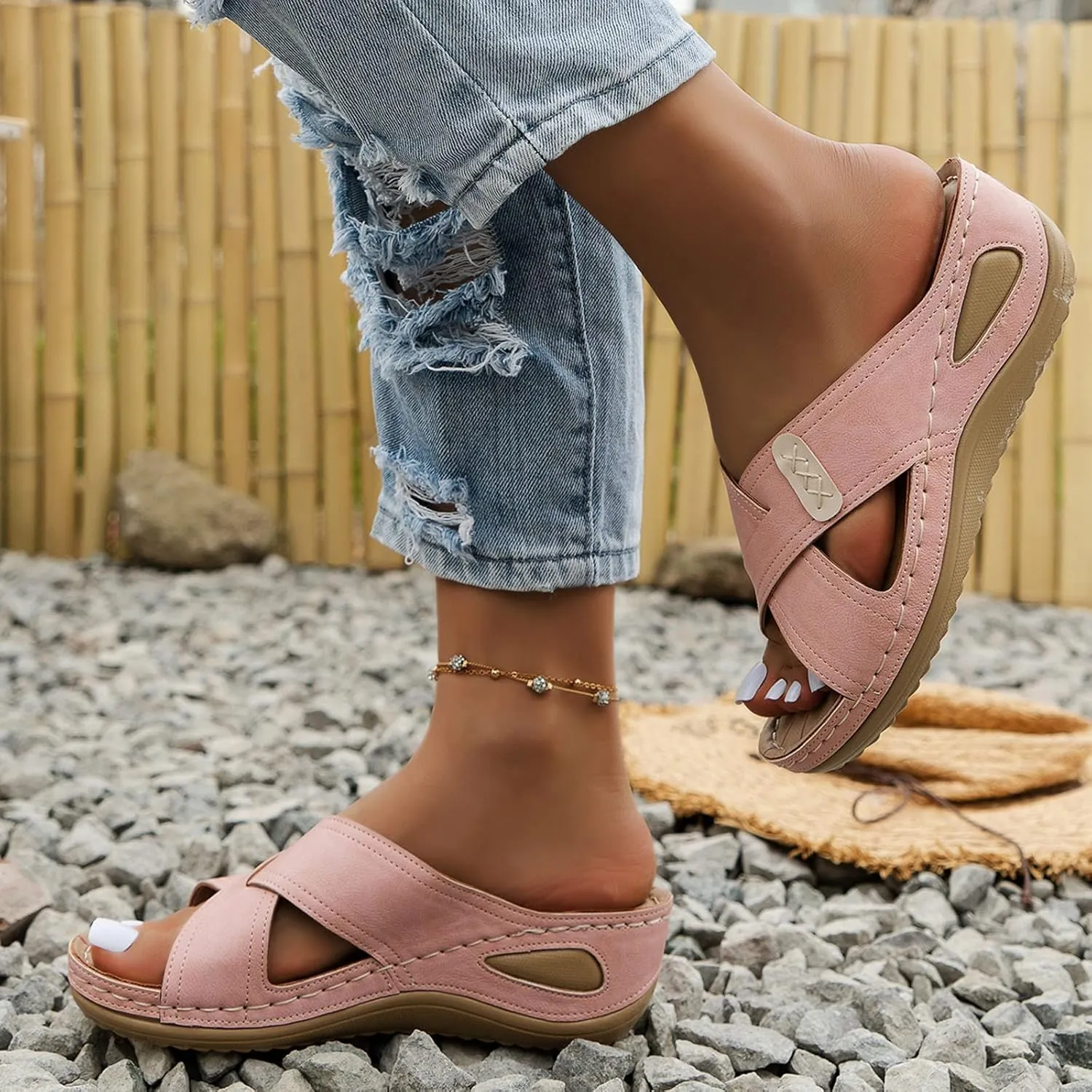 Orthopedic Sandals for Women Wide Width Comfortable Orthotic Recovery Sandals Thick Cushion Walking Platform Non Slip Sole Summer Summer Flip Flops for Women