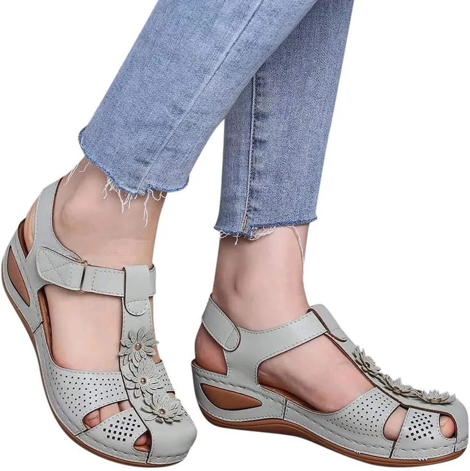 Orthopedic Sandals for Women Wide Width Flip Flops Beach Wedge Womens Wedge Sandal Comfortable Closed Toe Arch Support Womans Slides Orthopedic Shoes Summer Dressy Dressy Orthotic Shoe