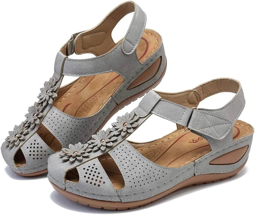 Orthopedic Sandals for Women Wide Width Flip Flops Beach Wedge Womens Wedge Sandal Comfortable Closed Toe Arch Support Womans Slides Orthopedic Shoes Summer Dressy Dressy Orthotic Shoe
