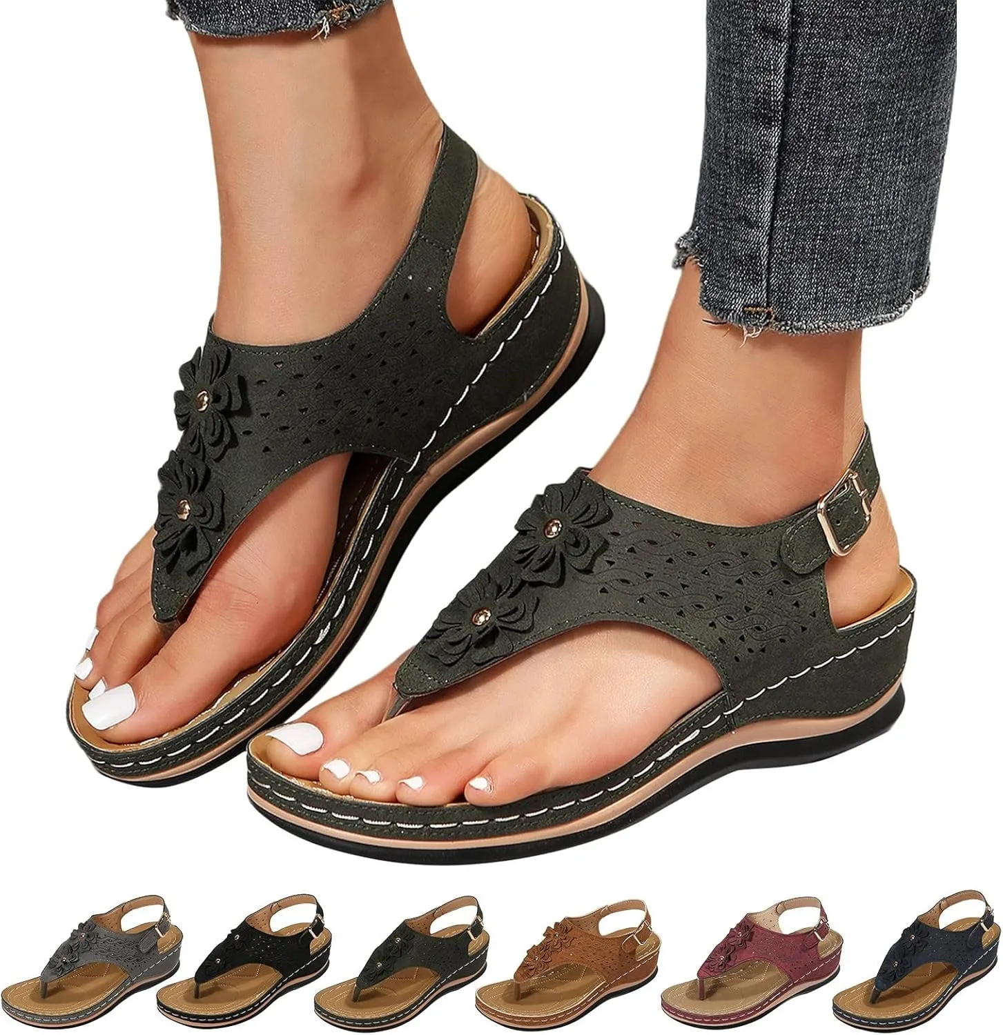 Orthopedic Summer Sandals for Women with Arch Support Walking Shoes Comfortable Adjustable Straps Lightweight Beach Casual Outdoor Plantar Fasciitis Relief